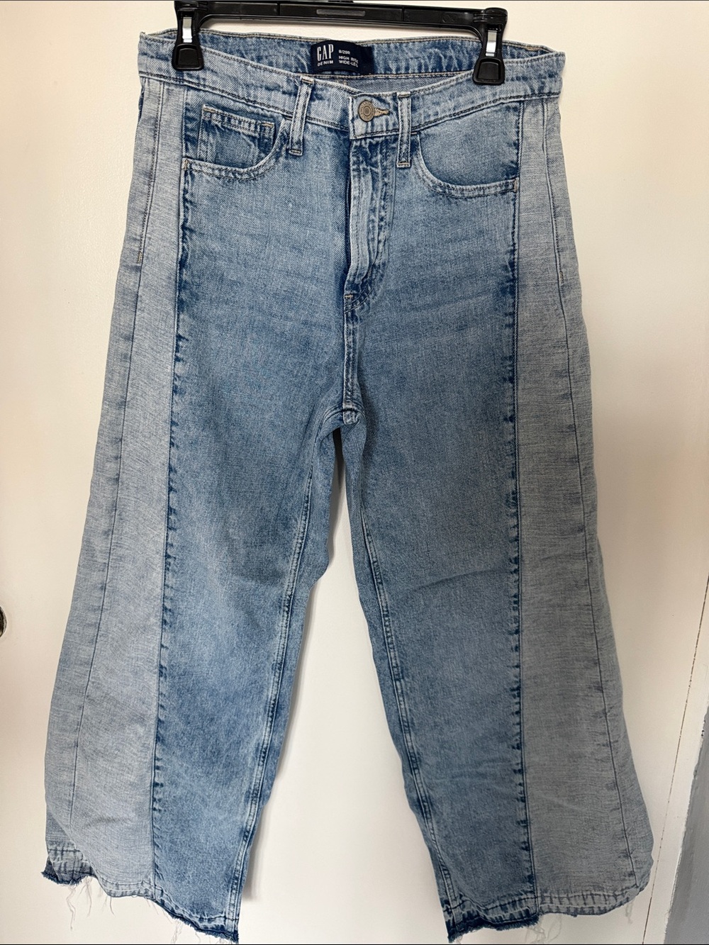 GAP Denim Two-Tone High Rise Wide Leg Jeans